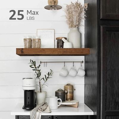 Customized Logo Set Of 2 Rustic Brown Bathroom Shelves Floating Shelves For Bathroom