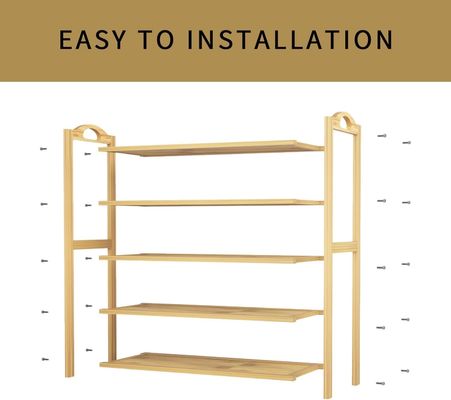 Wooden 5-Tier Natural Bamboo Shoe Rack Stackable Storage Shelf for Multi-Function OEM