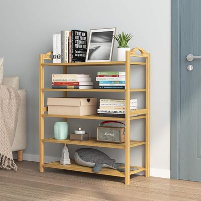 Wooden 5-Tier Natural Bamboo Shoe Rack Stackable Storage Shelf for Multi-Function OEM