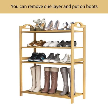 Wooden 5-Tier Natural Bamboo Shoe Rack Stackable Storage Shelf for Multi-Function OEM