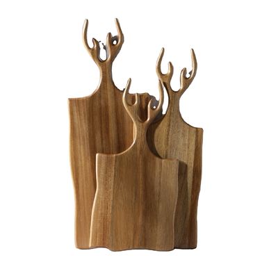 Multi-purpose Olive Acacia Chopping Boards Set of 3 with Handle Customized Size