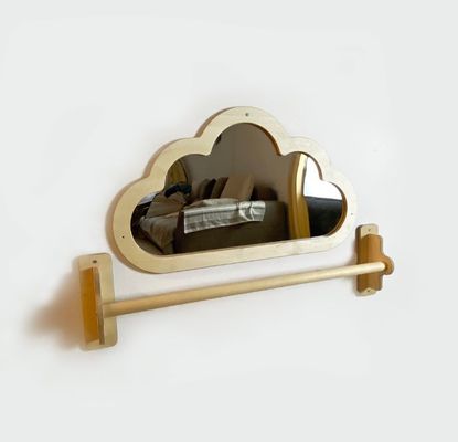 Montessori Mirror Pull up Wooden Bar and Baby Floor Mirror for Space Optimization