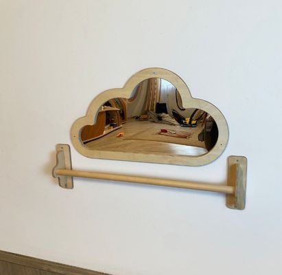 Montessori Mirror Pull up Wooden Bar and Baby Floor Mirror for Space Optimization