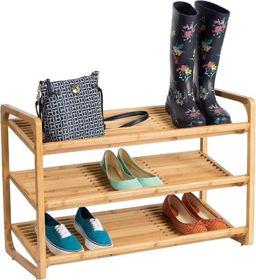 3-Tier Bamboo Shoe Rack for Living Room Free Standing Floor Type Installation