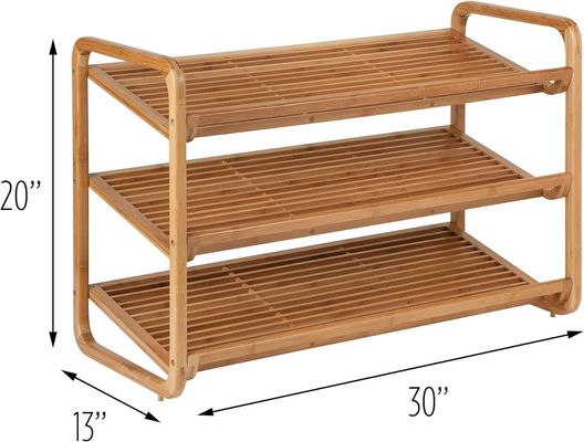 3-Tier Bamboo Shoe Rack for Living Room Free Standing Floor Type Installation