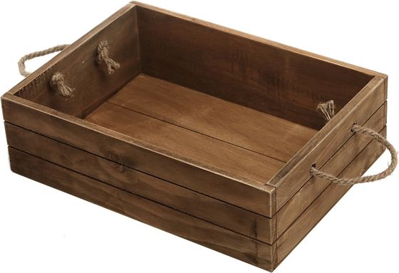 Environmental Rustic Brown Wood Gift Box With Rope Handles for Eco-Conscious Buyers