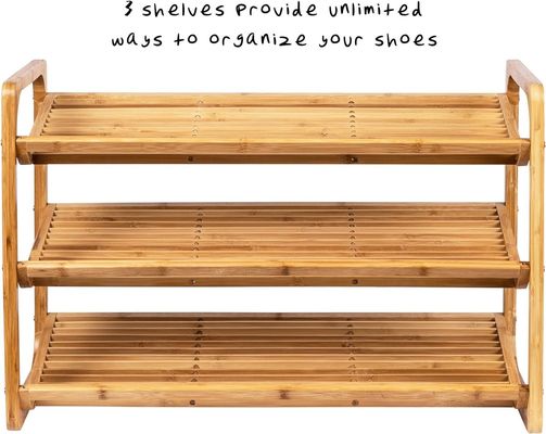 3-Tier Bamboo Shoe Rack for Living Room Free Standing Floor Type Installation