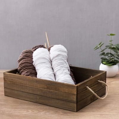 Environmental Rustic Brown Wood Gift Box With Rope Handles for Eco-Conscious Buyers