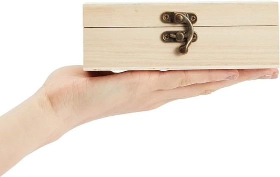 6 Pack Front Clasps Hinged Lids Unfinished Wooden Crafts Boxes for Other Gift Craft
