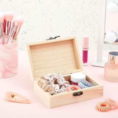 6 Pack Front Clasps Hinged Lids Unfinished Wooden Crafts Boxes for Other Gift Craft
