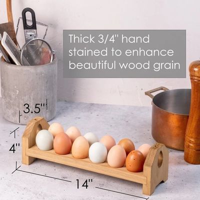 Wooden Egg Carton Tray Handmade Bamboo or Custom Wood Egg Holder for Farmhouse Kitchen