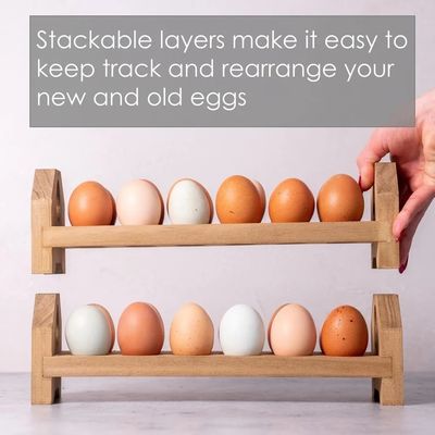 Wooden Egg Carton Tray Handmade Bamboo or Custom Wood Egg Holder for Farmhouse Kitchen