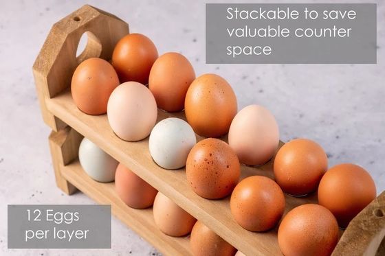 Wooden Egg Carton Tray Handmade Bamboo or Custom Wood Egg Holder for Farmhouse Kitchen
