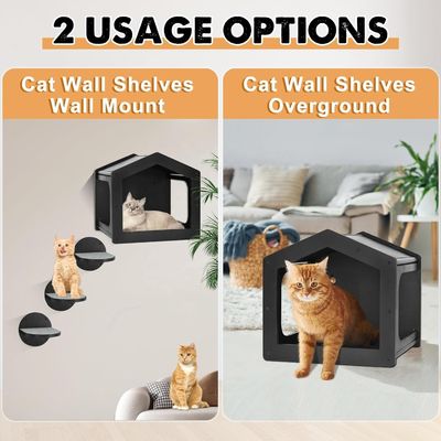 High Quantity Wall Mounted Cat Steps Climbing Shelf with 3 Large Steps and Scratch Pads