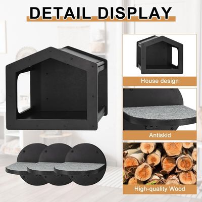 High Quantity Wall Mounted Cat Steps Climbing Shelf with 3 Large Steps and Scratch Pads