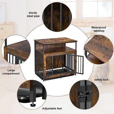 Indoor Wooden Dog Crate 202406 Double Doors Large Dog Cage with Anti Slip Pull Out Tray