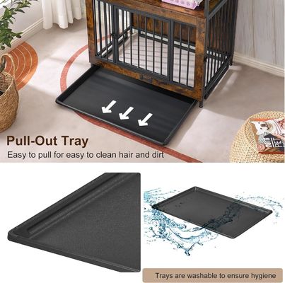 Indoor Wooden Dog Crate 202406 Double Doors Large Dog Cage with Anti Slip Pull Out Tray