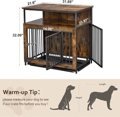 Indoor Wooden Dog Crate 202406 Double Doors Large Dog Cage with Anti Slip Pull Out Tray