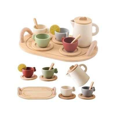 Customized Designs Wooden Tea Set for Kids Cup Lids and Serving Trays