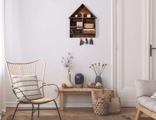 Easy Install Decorative Wooden Key Hanging Rack with 5 Double Hooks Customized Logo