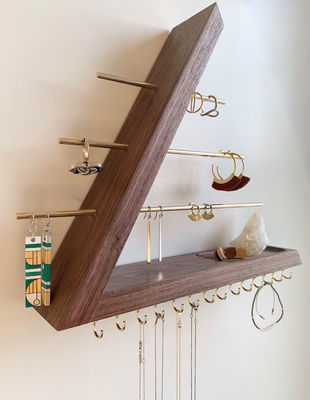 Logo Customized Acceptable Unfinished Birch Wood Color Hanging Walnut Jewelry Organizer