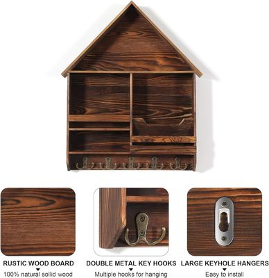 Easy Install Decorative Wooden Key Hanging Rack with 5 Double Hooks Customized Logo