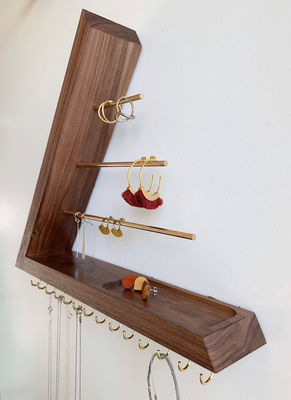 Logo Customized Acceptable Unfinished Birch Wood Color Hanging Walnut Jewelry Organizer