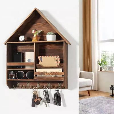 Easy Install Decorative Wooden Key Hanging Rack with 5 Double Hooks Customized Logo