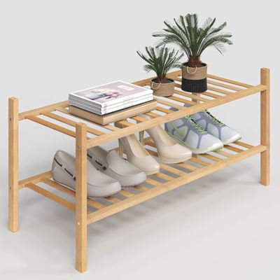 Multifunctional 2-Tier Bamboo Stackable Shoe Rack Organizer for Functional Design