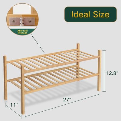 Multifunctional 2-Tier Bamboo Stackable Shoe Rack Organizer for Functional Design