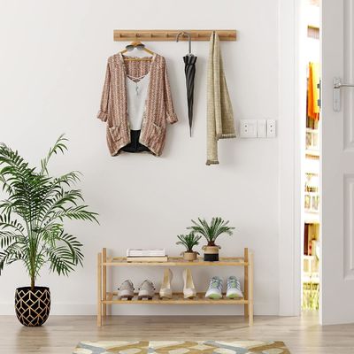 Multifunctional 2-Tier Bamboo Stackable Shoe Rack Organizer for Functional Design