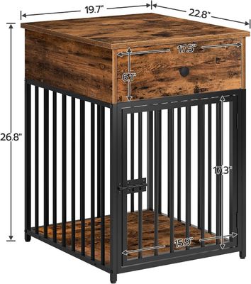 Indoor Pet Crate End Table Decorative Dog Kennel with Drawer and Customized Shape in White