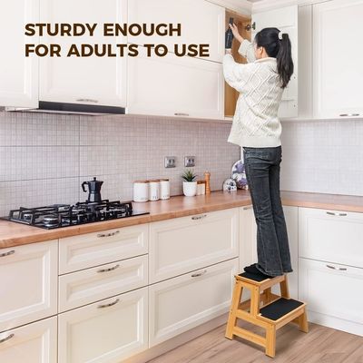 Practical and Stylish Anti-Slip Wooden Step Stool for Adults
