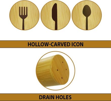 Installation Type Standing Type Bamboo Utensil Holder with Wooden Cutlery Organizer