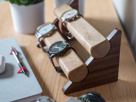 Walnut Wood Adjustable Jewelry Stand for Wristwatch Storage in Christmas Holiday Gift