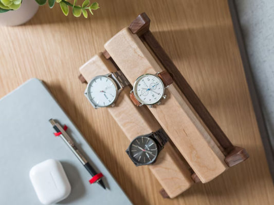 Walnut Wood Adjustable Jewelry Stand for Wristwatch Storage in Christmas Holiday Gift