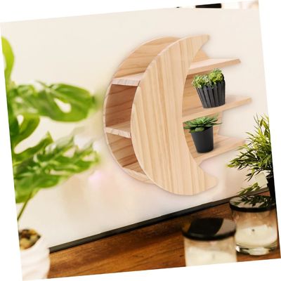 Save Space with Wooden Moon Wall Mount Floating Shelves Sustainable Storage Solution
