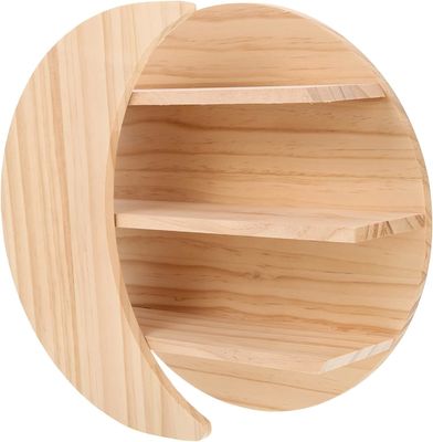 Save Space with Wooden Moon Wall Mount Floating Shelves Sustainable Storage Solution