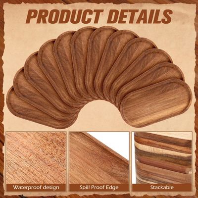 10 Inch Oval Wooden Serving Platter with Vegetable Oil Coating and Natural Wood Color