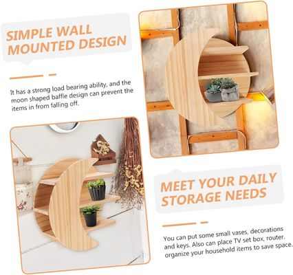 Save Space with Wooden Moon Wall Mount Floating Shelves Sustainable Storage Solution