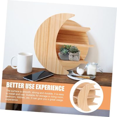 Save Space with Wooden Moon Wall Mount Floating Shelves Sustainable Storage Solution