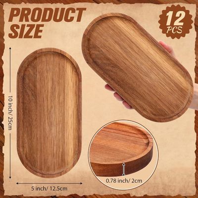 10 Inch Oval Wooden Serving Platter with Vegetable Oil Coating and Natural Wood Color