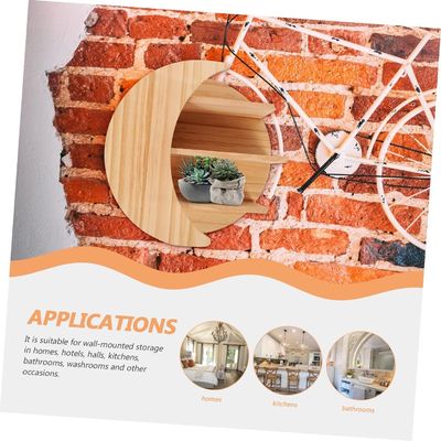 Save Space with Wooden Moon Wall Mount Floating Shelves Sustainable Storage Solution