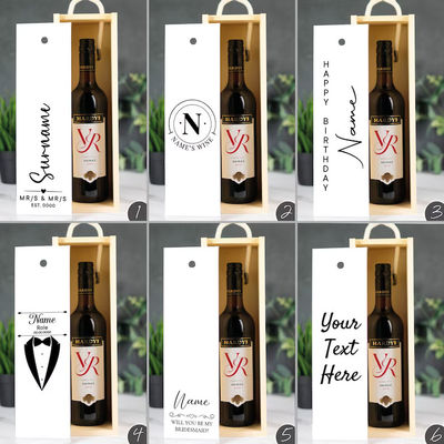 Custom Order Accepted Laser Engraved Wooden Wine Box with Acrylic Inserts and Sliding Lid