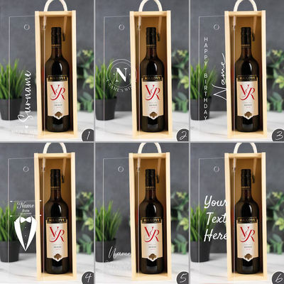 Custom Order Accepted Laser Engraved Wooden Wine Box with Acrylic Inserts and Sliding Lid