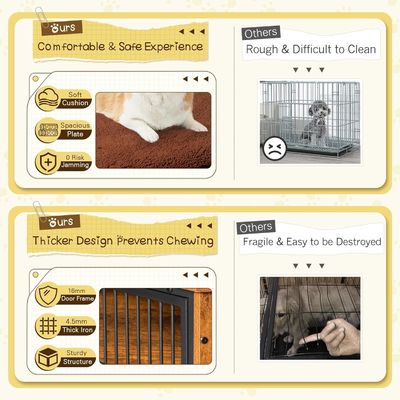 Wall Mounted Cat Perch Wooden Dog Crate Furniture with Double Doors and Thick Cushion