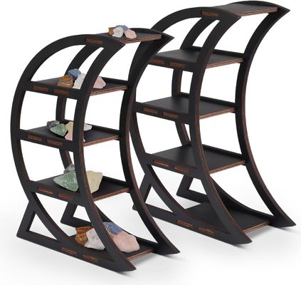 Apartment Wooden Crystal Display Shelf Holder Moon Decorative Shelves for Living Room