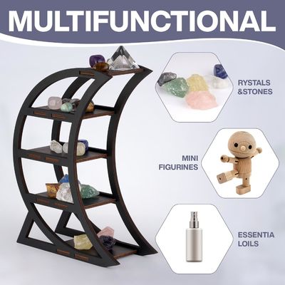 Apartment Wooden Crystal Display Shelf Holder Moon Decorative Shelves for Living Room