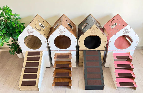 Modern Cat Furniture Customized Shape Wooden Rabbit House for Cats and Small Animals