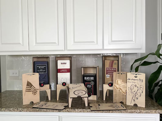 Wooden Wine Box Display Stand for Multiple Sizes of Boxes Hand Crafted Winebox Holder